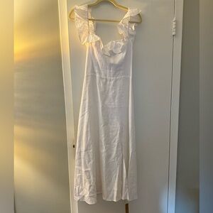 White Linen Reformation Midi Dress